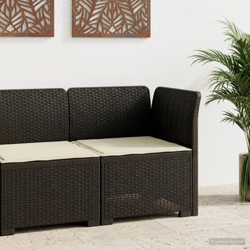 vidaXL Eénpersoons Tuinbank met Kussen Rattan Look PP, Tuin en Terras, Tuinsets en Loungesets, Verzenden, Nieuw