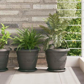 vidaXL Plantenpotten 24 st Zwart Ø 26 x 21.5 cm Kunststof, Tuin en Terras, Verzenden, Nieuw, Kunststof, Minder dan 60 cm