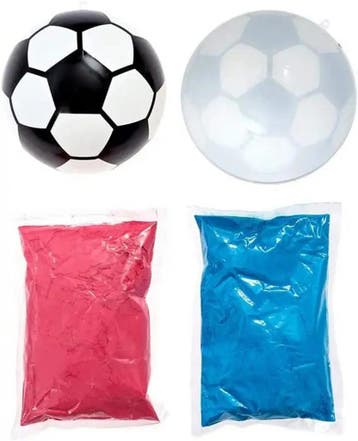 Genderreveal voetbal + 1 zakje roze en 1 zakje blauwe poeder, Ophalen of Verzenden, Nieuw, Feestartikel, Geboorte of Huwelijk