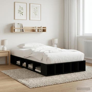 vidaXL Bedframe met opslag Zwart eiken 80 x 200 cm Bewerkt, Verzenden, Nieuw, Zwart, Hout