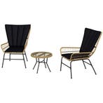 TRUUSK 3-delige Rattan Tuinset - 2 Stoelen &amp; Bijzettafel, Verzenden, Nieuw