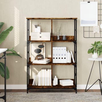 vidaXL Boekenrek 78,5x33x117,5 cm bewerkt hout gerookt, Verzenden, 100 tot 150 cm, Nieuw, 50 tot 100 cm
