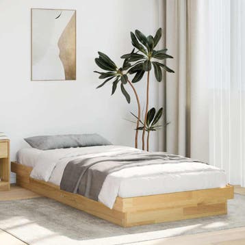 vidaXL Bedframe zonder matras 75x190 cm massief hout eiken, Eenpersoons, Bruin, Verzenden, Nieuw