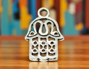 4 x Metalen bedel – Hamsa Hand van Fatima – antiek zilve, Ophalen of Verzenden, Nieuw, Kraal