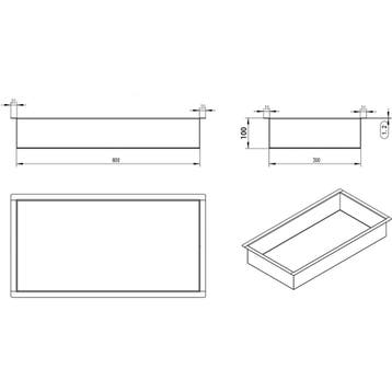 Wiesbaden Demis Inbouwnis - 30x60x10cm - Mat Zwart, Ophalen of Verzenden, Nieuw, Rvs