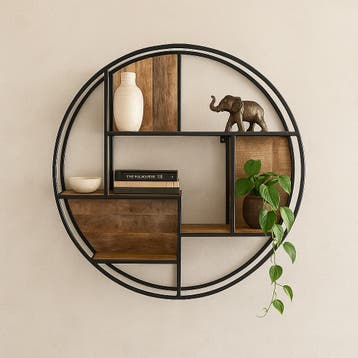 Wandrek Mangohout Bowi Rond 60 cm, Verzenden, Nieuw, Overige houtsoorten