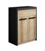 Badplaats Wastafelkast Adam 60 cm - Zwart met Eiken, Verzenden, Nieuw