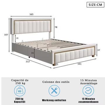 Hydraulisch Opbergbed met Gewatteerd Hoofdeinde, Huis en Inrichting, Slaapkamer | Bedden, Verzenden, Nieuw