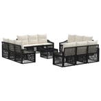 vidaXL Tuinbankenset 13 pcs Zwart poly rattan, Verzenden, Nieuw, 3 zitplaatsen