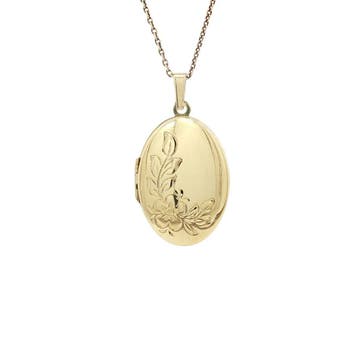Gouden medaillon met gravure 14 karaat, Verzenden, Zo goed als nieuw, Goud