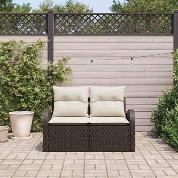 vidaXL Tuinbank met kussen Bruin 124 x 62 x 69cm poly rattan, Verzenden, Nieuw, Rotan