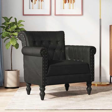 vidaXL Fauteuil echt geitenleer zwart, Verzenden, Nieuw
