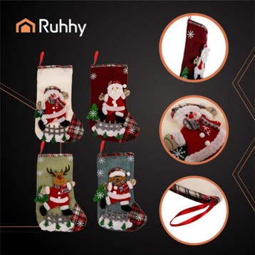 Ruhhy kerstsokken set 4 stuks – decoratieve sokken met ke., Diversen, Ophalen of Verzenden, Nieuw