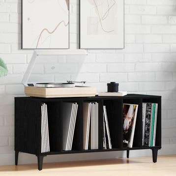 vidaXL Platenkast met plank Zwart Eiken 100 x 38 x 48 cm, Verzenden, Nieuw