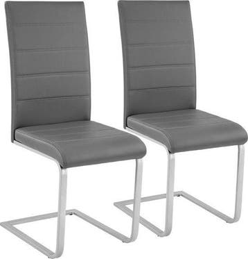 2dekans | tectake® - set van 2 eetkamerstoelen Bettina grijs, Ophalen of Verzenden, Zo goed als nieuw, Grijs