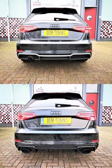 Diffuser en Uitlaat A3 & S3 8V HATCHBACK | RS3-Style S-Line, Nieuw, Achter, Bumper, Audi