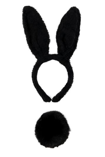 KIMU® Haarband Konijn Zwart met StaartDiadeem Konijnenoren O, Ophalen of Verzenden, Nieuw, Carnaval, Accessoires