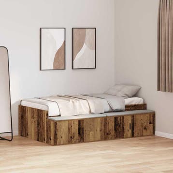 vidaXL Bedframe met lade met opslag Oud Hout 90 x 200 cm, Eenpersoons, Bruin, Verzenden, Nieuw