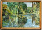 École française (XX) - Paysage avec étang dans le goût