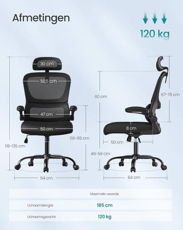 Bureaustoel - ergonomische bureaustoel - mesh - met, Huis en Inrichting, Bureaus, Verzenden, Nieuw