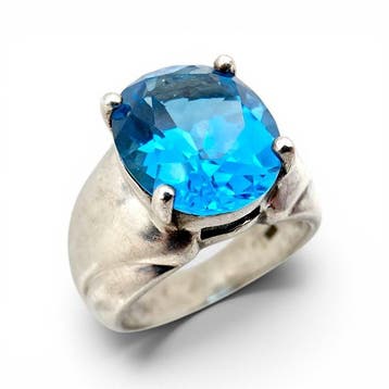 Zonder minimumprijs - Ring Zilver - Topaz (Gecertificeerd), Nieuw