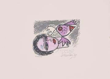 Corneille (1922-2010) - Le joyeux merle et la sirène, Antiek en Kunst
