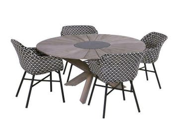 hartman tuinset delphine black-white met provence tafel 150, Nieuw, Overige materialen, Tuinset