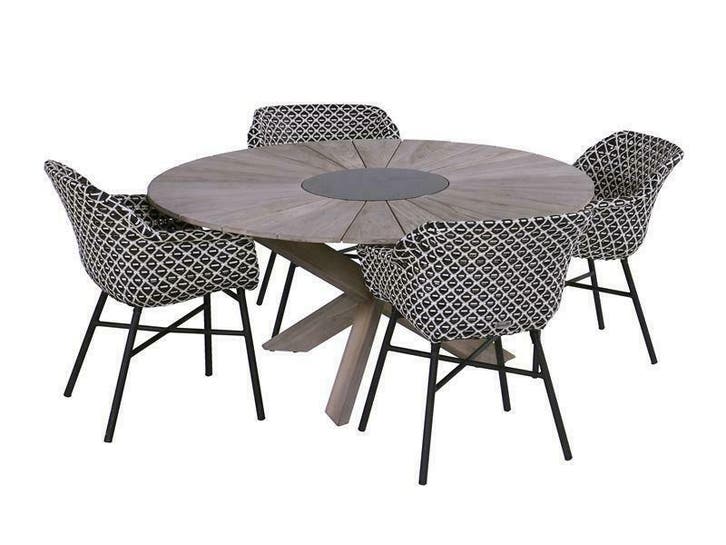 hartman tuinset delphine black-white met provence tafel 150, Tuin en Terras, Tuinsets en Loungesets, Tuinset, Nieuw, Overige materialen