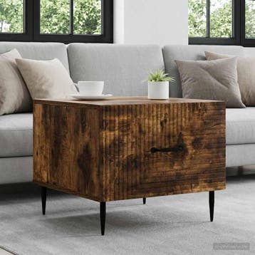 vidaXL Salontafel met lade Gerookt eiken 49 x 50 x 40 cm, Huis en Inrichting, Verzenden, Nieuw, Overige houtsoorten, 50 tot 100 cm