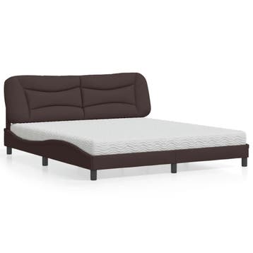 vidaXL Bed met matras Hvar stof donkerbruin 180x200 cm, Eenpersoons, Bruin, Verzenden, Nieuw