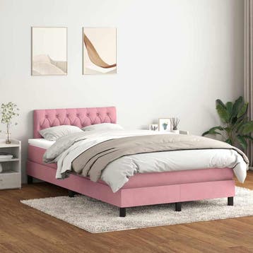 vidaXL Boxspring met matras fluweel roze 120x220 cm, Verzenden, Nieuw, Stof