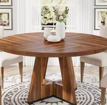 Ronde Boerderij Eettafel Ø120 cm – MDF Tafel voor 4 Personen, Verzenden, Nieuw