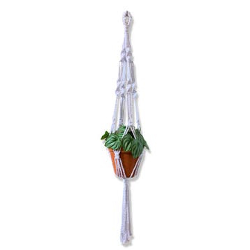 Plantenhanger Punky Wit - Katoen - Macramé - Handgemaakt, Ophalen of Verzenden, Nieuw