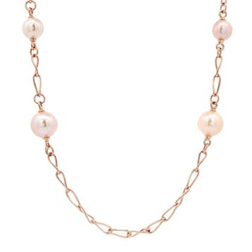 Rosegouden collier met parels 88-91 cm 14 karaat, Sieraden, Tassen en Uiterlijk, Kettingen, Verzenden, Zo goed als nieuw, Goud