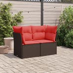 vidaXL Tuinbank met kussens 2-zits poly rattan bruin, Verzenden, Nieuw