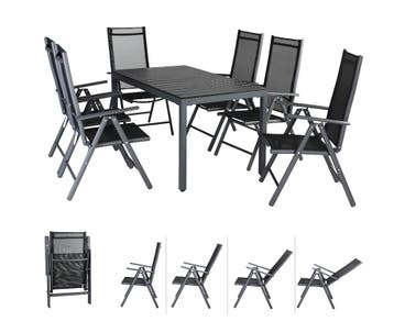 Tuinset Bern 7-delig Antraciet Aluminium met WPC Tafelblad, Tuin en Terras, Tuinsets en Loungesets, Verzenden, Nieuw