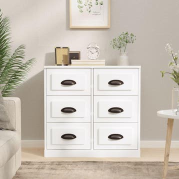 vidaXL Dressoir 70x35,5x67,5 cm bewerkt hout wit, Huis en Inrichting, Verzenden, Nieuw, Overige houtsoorten, Minder dan 50 cm