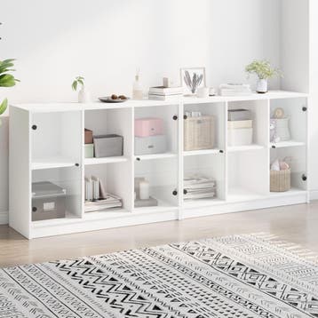 vidaXL Boekenkast met deuren 204x37x75 cm bewerkt hout wit, Verzenden, Nieuw, Overige houtsoorten
