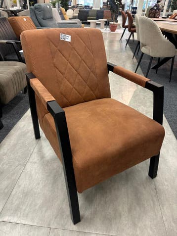 Fauteuil Laurens, cognac, Nieuw
