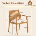 LIVSK Tuinstoelen van Acaciahout - Gestoffeerd Kussen Afneem, Tuin en Terras, Kruiwagens, Verzenden, Nieuw