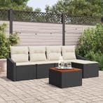 vidaXL Tuinbankenset met kussen 6 pcs Zwart poly rattan, Tuin en Terras, Tuinsets en Loungesets, Verzenden, Nieuw, Rotan, 6 zitplaatsen