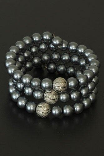 Zilvergrijze Spiraal Armband met Gedraaide Kralen, Verzenden, Nieuw