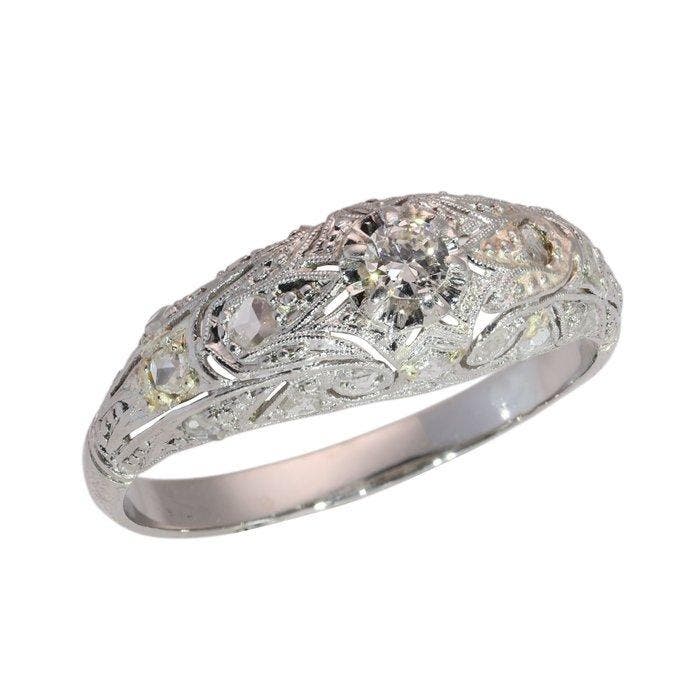 Ring Platina - 0.13ct. tw. Diamant (Natuurlijk) - Belle, Sieraden, Tassen en Uiterlijk, Ringen