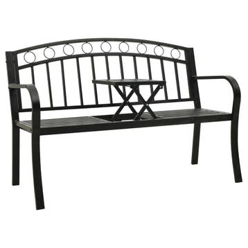 vidaXL Tuinbank met tafel 120 cm staal zwart, Verzenden, Nieuw, Metaal