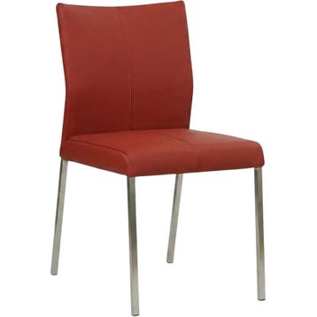 Leren eetkamerstoel Basic - Toledo Red (rood) - Poten staal, Nieuw, Leer, Ophalen of Verzenden, Rood