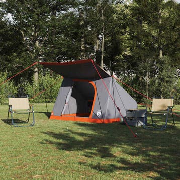 vidaXL Camping Tent 2-persoons Waterdicht Grijs en Oranje, Caravans en Kamperen, Verzenden, Nieuw, Tot en met 2