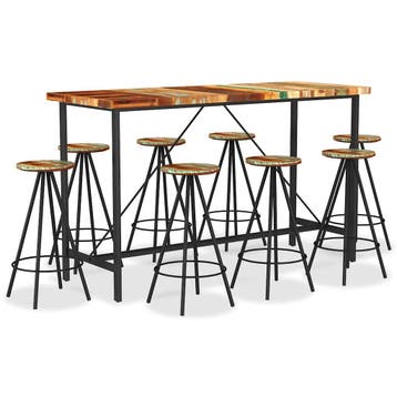 vidaXL 9-delige Barset massief gerecycled hout, Verzenden, Nieuw