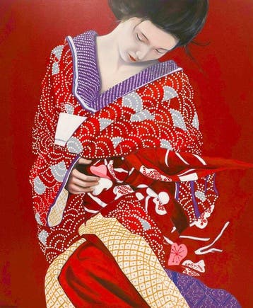Louis Nagelkerke (1949) - Lady in red kimono