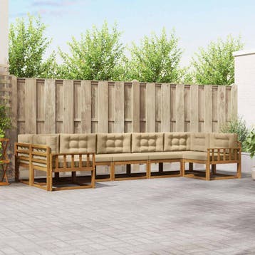 vidaXL Buiten bankenset 7 st Natuurlijk en Beige, Verzenden, Nieuw