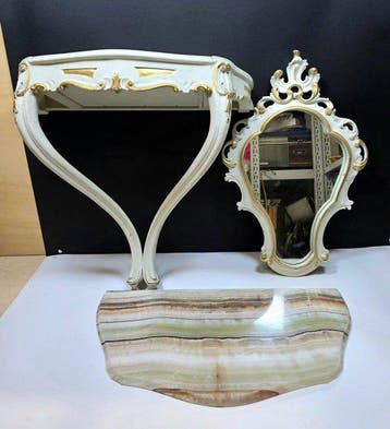 Consolle da Parete con piano in Onice Verde e Specchiera -, Nieuw